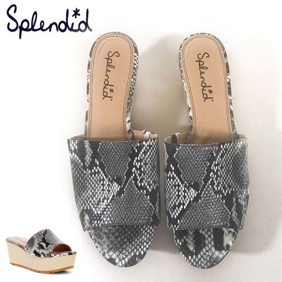 Splendid Shoes - Splendid platform slide sandal snake black white